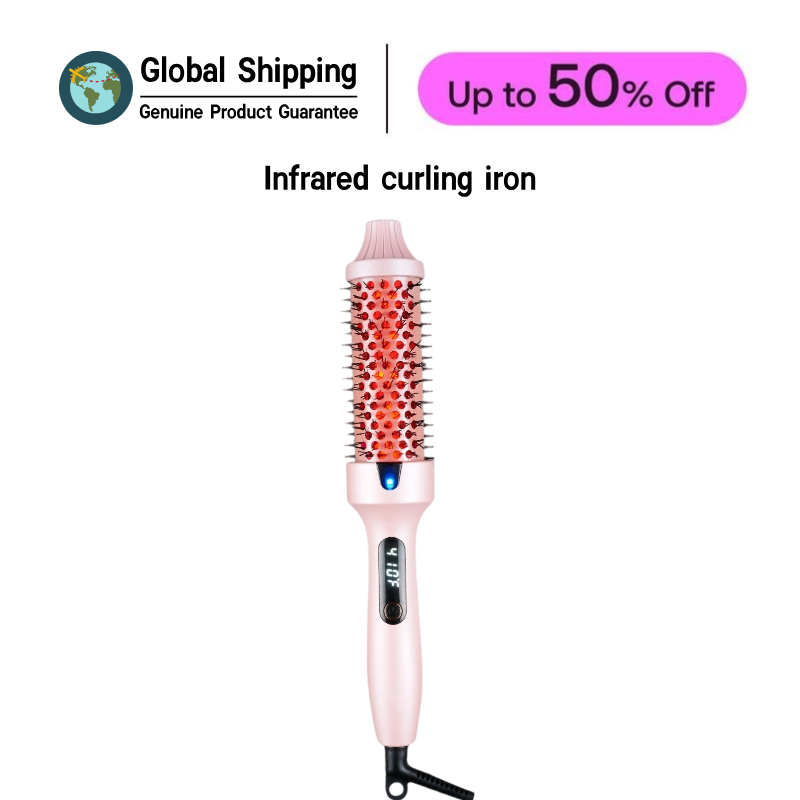 Infrared Hair Straightener Brush 2 in 1 Curling Brush Hair Styler for Short Hair Home Use