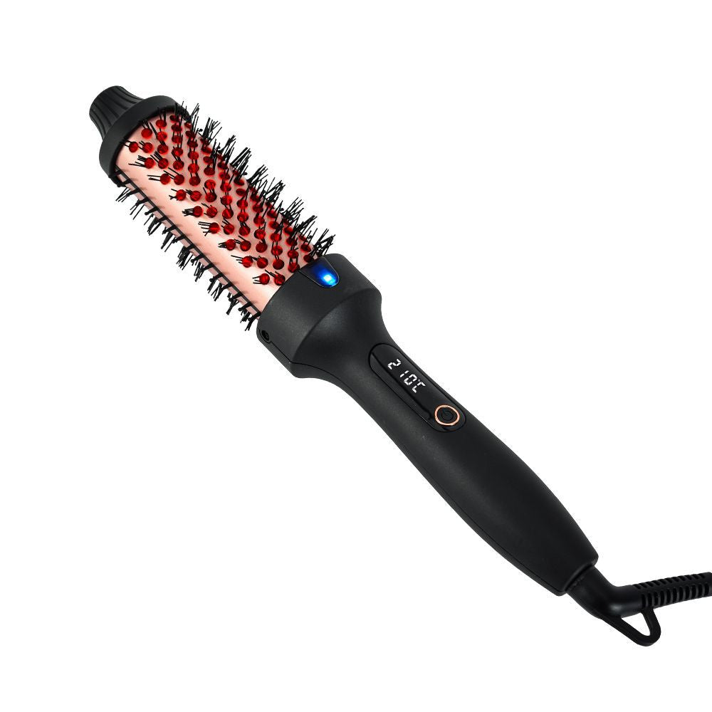 Infrared Hair Straightener Brush 2 in 1 Curling Brush Hair Styler for Short Hair Home Use