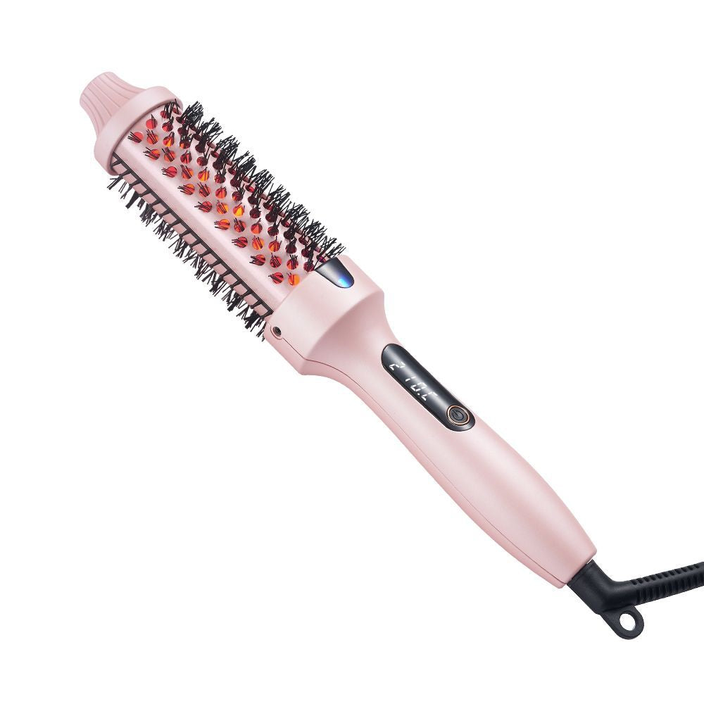 Infrared Hair Straightener Brush 2 in 1 Curling Brush Hair Styler for Short Hair Home Use